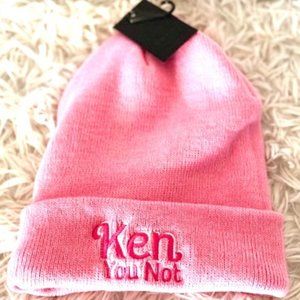 David And Young "Ken You Not" Ribbed Beanie Barbiecore